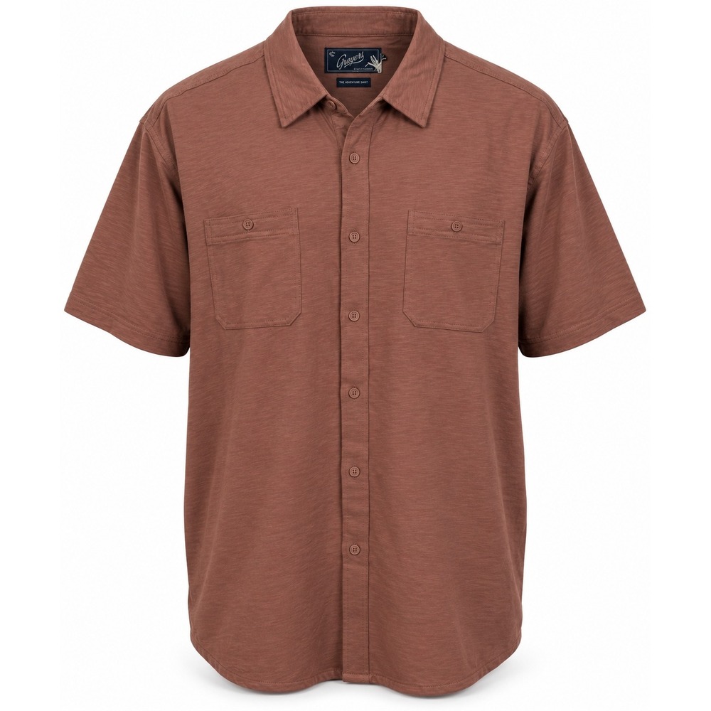 Grayers Clothiers Mens XXL‎ Short Sleeve Button Down Slub Cotton Shirt NWT